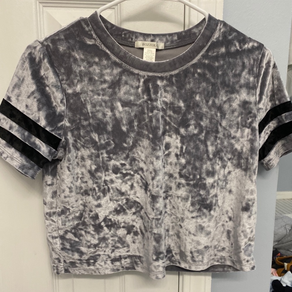 Bozzolo Crushed Velvet Cropped Tee Shirt